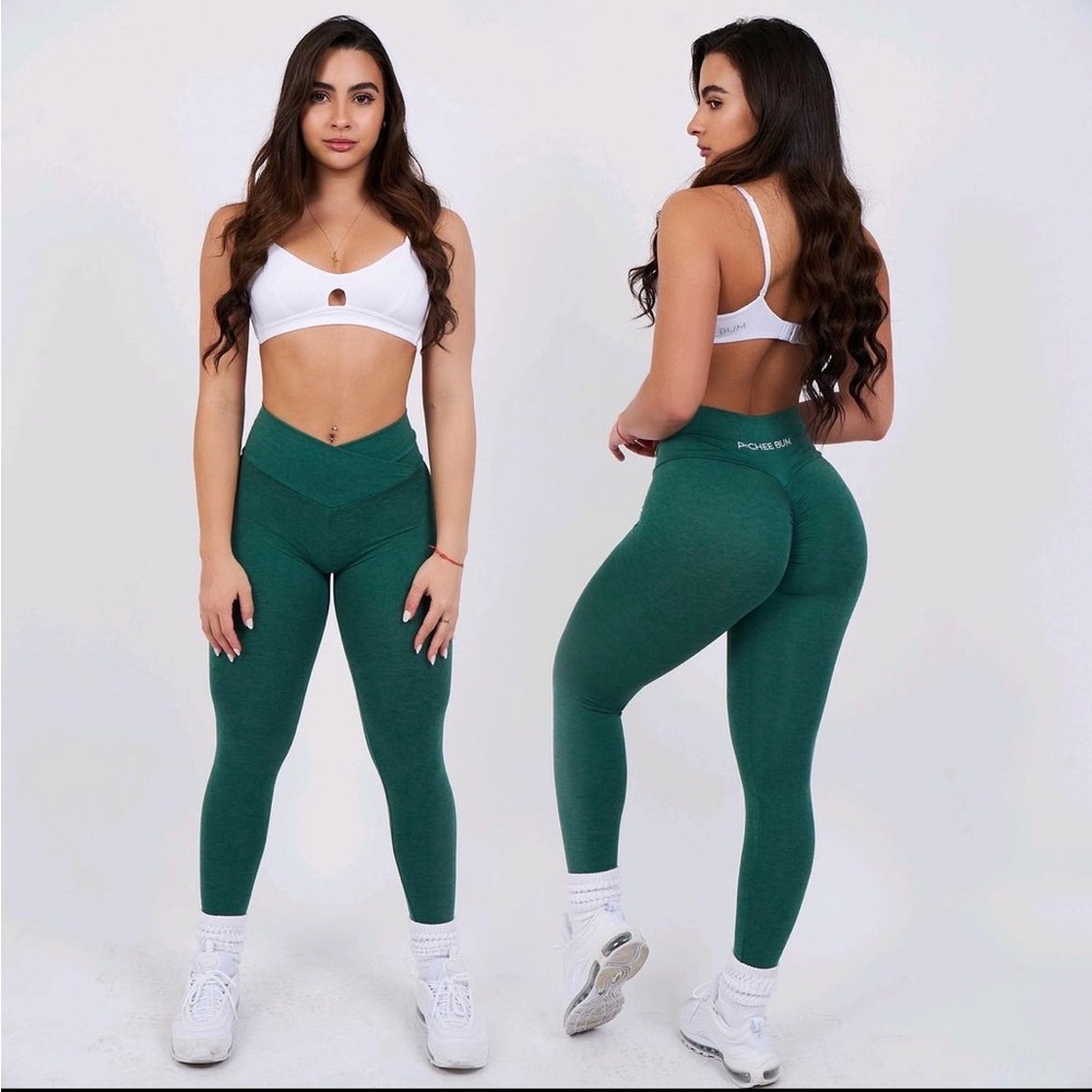 SOLD PcheeBum Green V-Waist Scrunch Butt Leggings